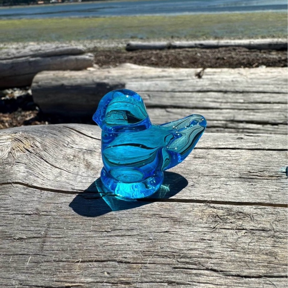 Vintage Blue bird of happiness 
Hand blown glass by Ron Ray